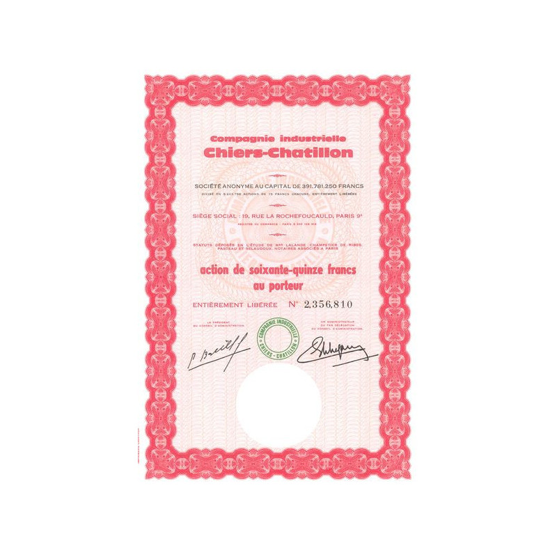 Cie Industrielle Chiers-Chatillon (Act 75 F)