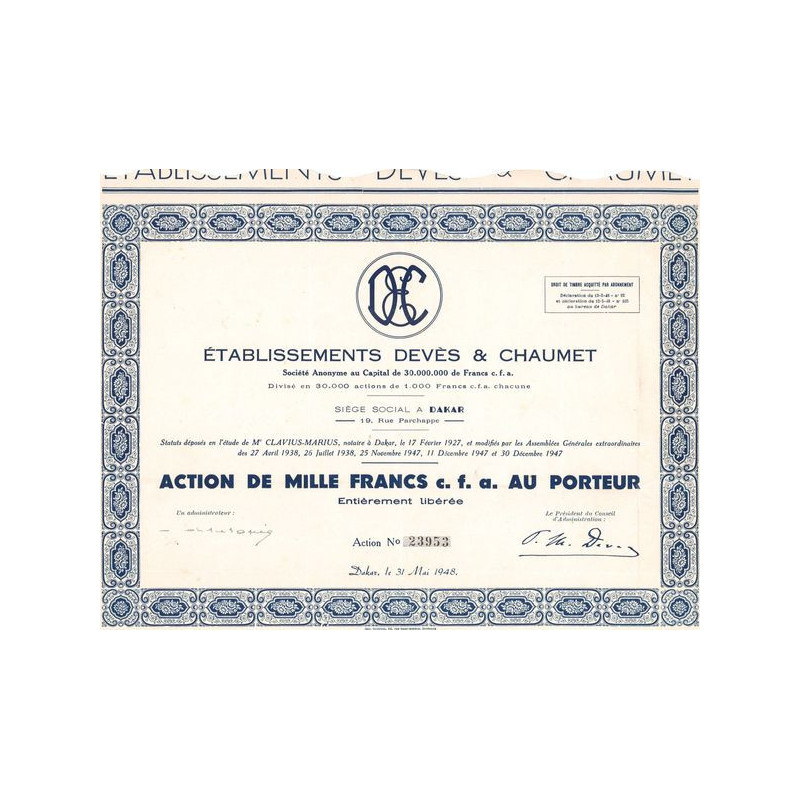 Etablissements Devès & Chaumet (Act 1000 F - C.F.A.)