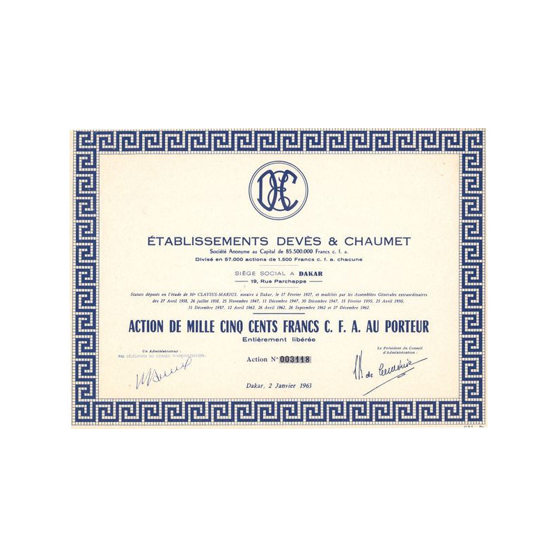 Etablissements Devès & Chaumet (Act 1500 F - C.F.A.)