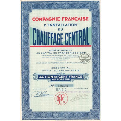 Cie Française d'Installation du Chauffage Central (Act 100 F)