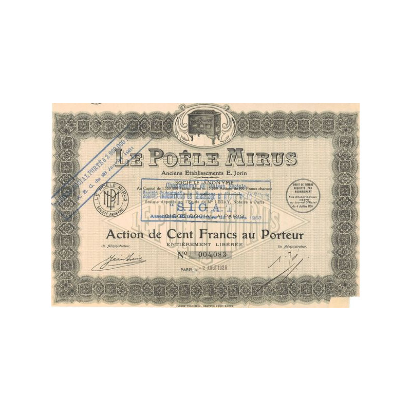 Le Poêle Mirus Anc Ets E. Jorin (Act 100 F)