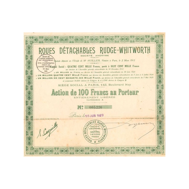 Roues Détachables Rudge-Whitworth (Act 100 F)