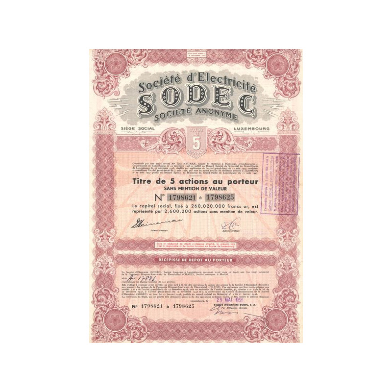 Sté d'Electricité SODEC (Titre 05 Act)