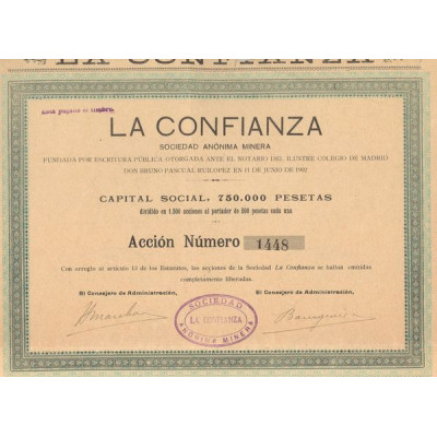 La Confianza S.A. Minera (Act 500 Pesetas)