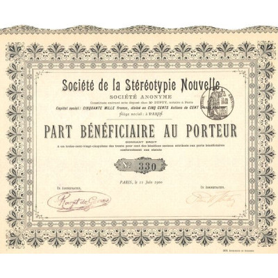 Sté de la Stéréotypie Nouvelle S.A. (PB)