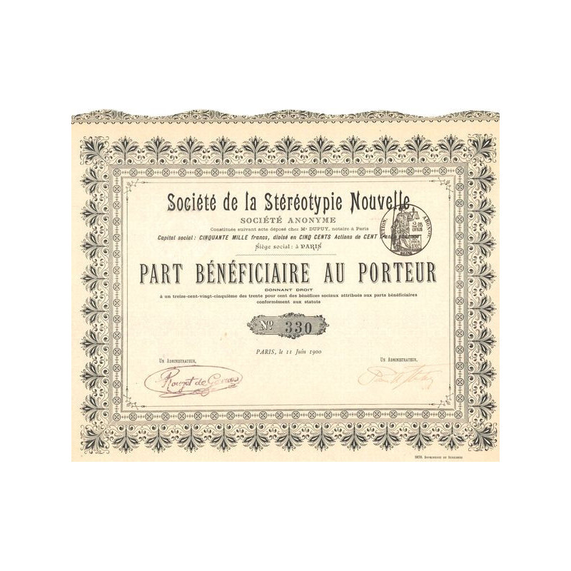 Sté de la Stéréotypie Nouvelle S.A. (PB)