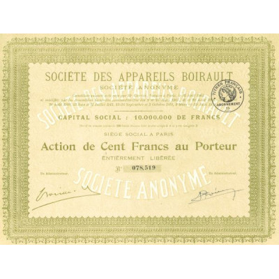 Sté des Appareils Boirault (Act 100 F)