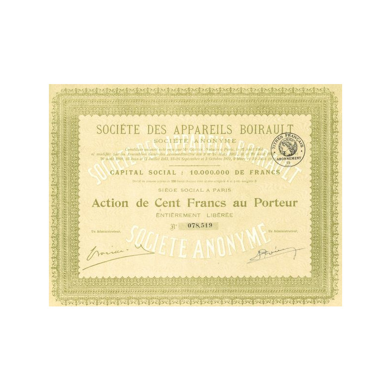 Sté des Appareils Boirault (Act 100 F)