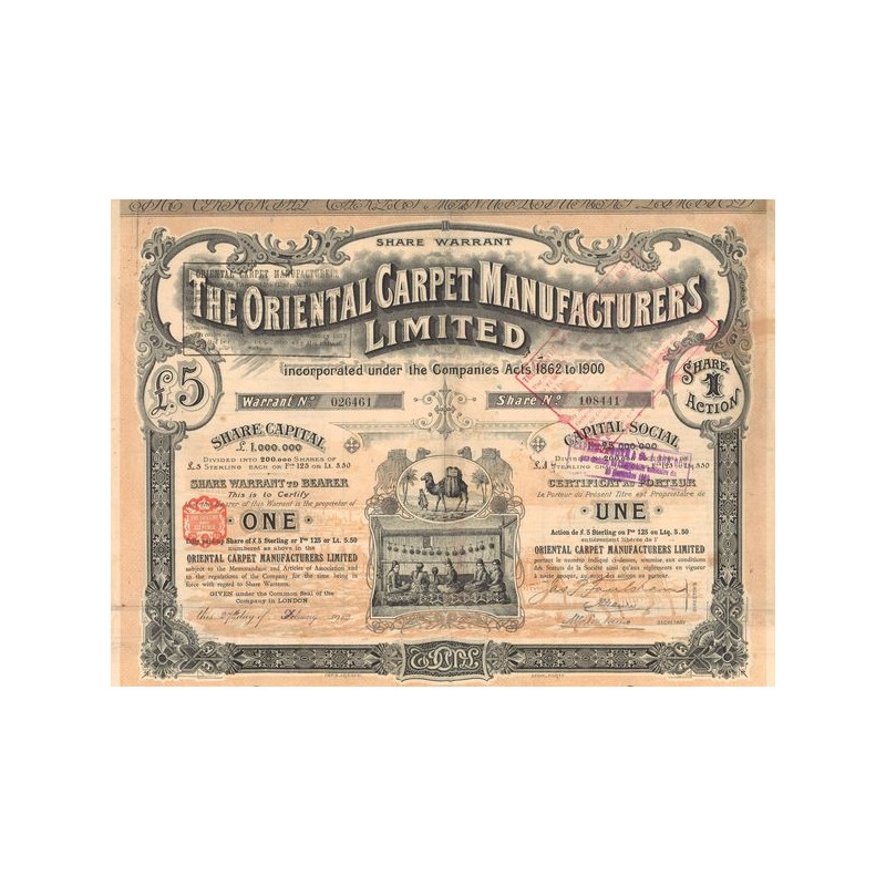 The Oriental Carpet Manufacturers Ltd (Titre 01 Act 5£ - Certif)