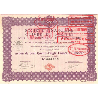 Sté Financière Cuivre et Pyrites pour le Commerce et l'Industrie (Act 180 F)