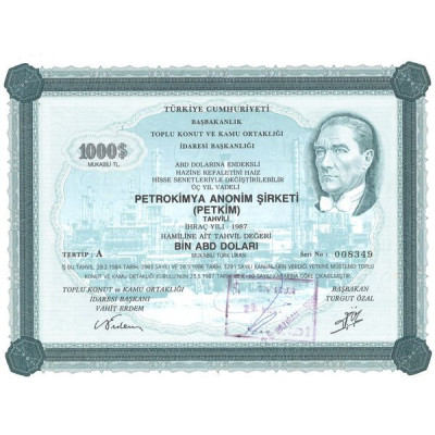 Petromikya Anonim Sirketi (Petkim) - 1987 (Act 1000 $)