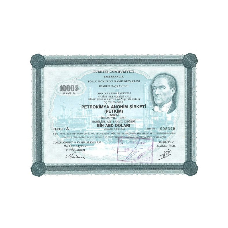 Petromikya Anonim Sirketi (Petkim) - 1987 (Act 1000 $)