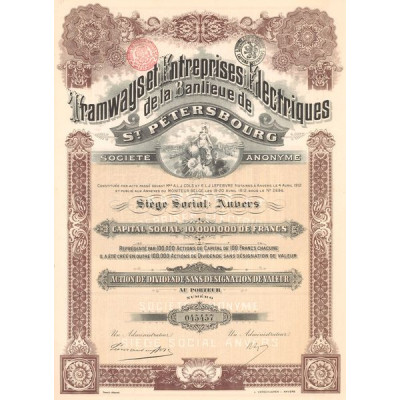 Tramways et Entreprises Electriques de la Banlieue de St Pétersbourg (Act Dividende)