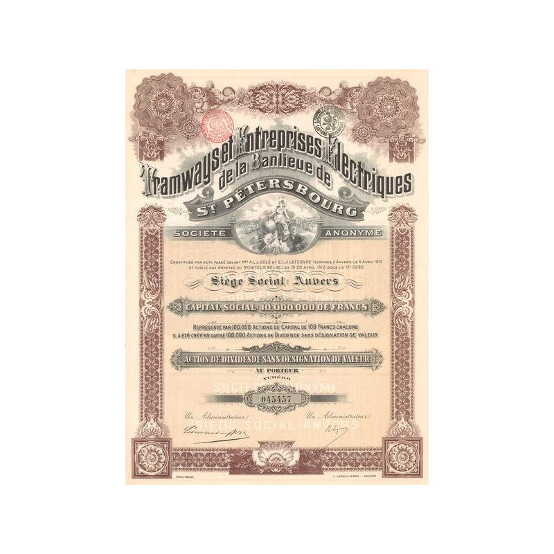 Tramways et Entreprises Electriques de la Banlieue de St Pétersbourg (Act Dividende)