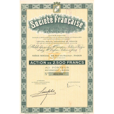 Sté Française de Matériel Agricole et Industriel (Act 2500 F)