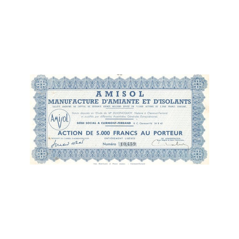 Amisol Manufacture d'Amiante et d'Isolants (Act 5000 F)