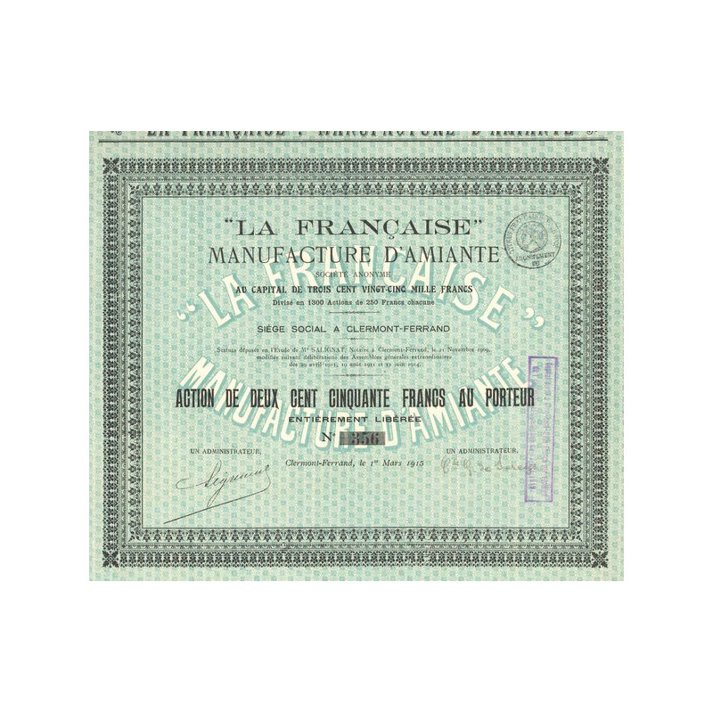 "La Française" Manufacture d'Amiante (Act 250 F)