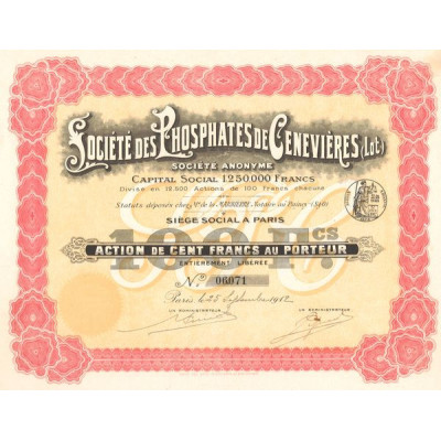 Sté des Phosphates de Cenevières (Lot) (Act 100 F)