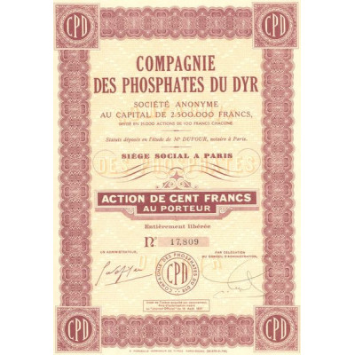 Cie des Phosphates du Dyr (Act 100 F)