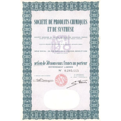 Sté de Produit Chimiques et de Synthèse (Act 50 NF)