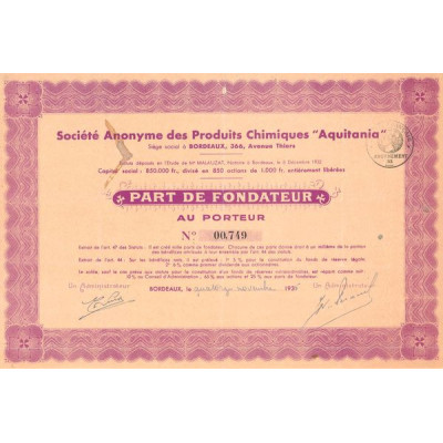 S.A. des Produits Chimiques "Aquitania" (PF)