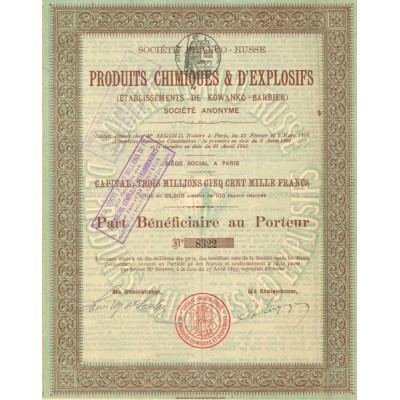 Sté Franco-Russe de Produit Chimiques & d'Explosifs (Ets de Kowanko-Barbier) (PB)