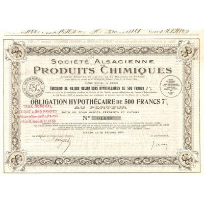 Sté Alsacienne de Produits Chimiques (Obl Hyp 500 F 7%)