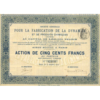Sté Générale pour la Fabrication de la Dynamite et de Produits Chimiques (Act 500 F)