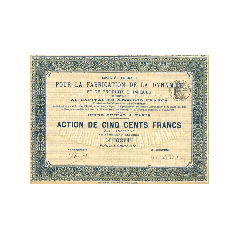 Sté Générale pour la Fabrication de la Dynamite et de Produits Chimiques (Act 500 F)