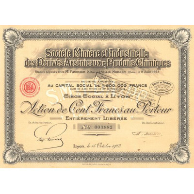Sté Minière et Industrielle des Dérivés Arsénicaux & Produits Chimiques (Act 100 F)