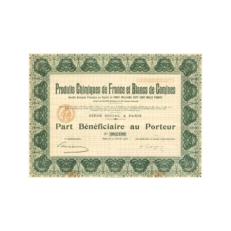 Produits Chimiques de France et Blancs de Comines (PB)
