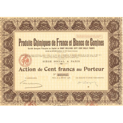 Produits Chimiques de France et Blancs de Comines (Act 100 F)