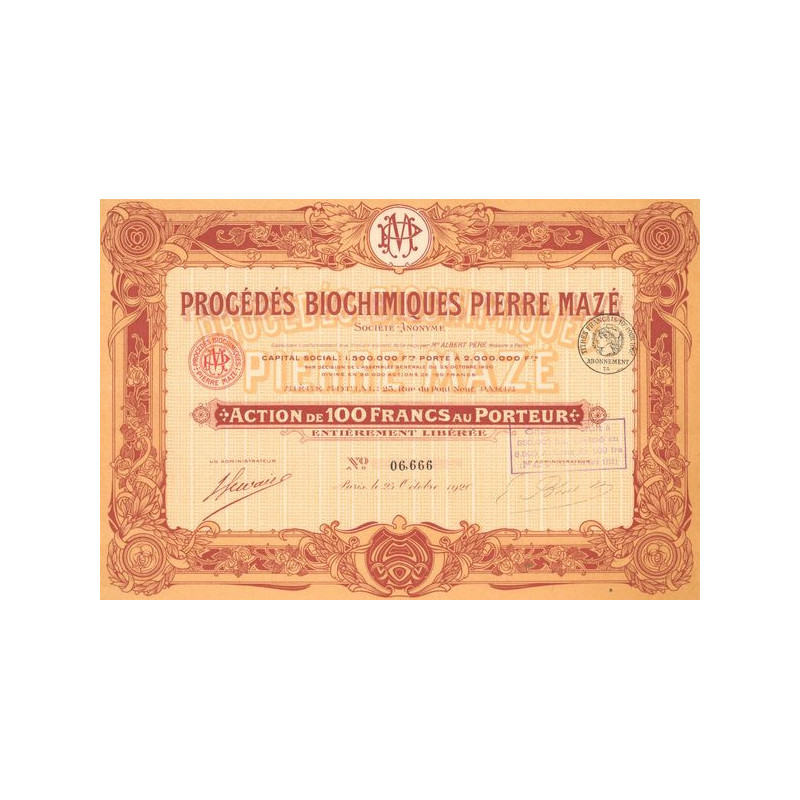 Procédés Biochimiques Pierre Mazé (Act 100 F)