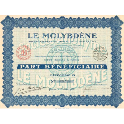 Le Molybdène (PB - Catégorie B)