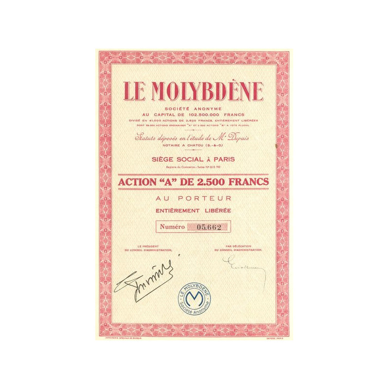 Le Molybdène (Act A 2500 F)