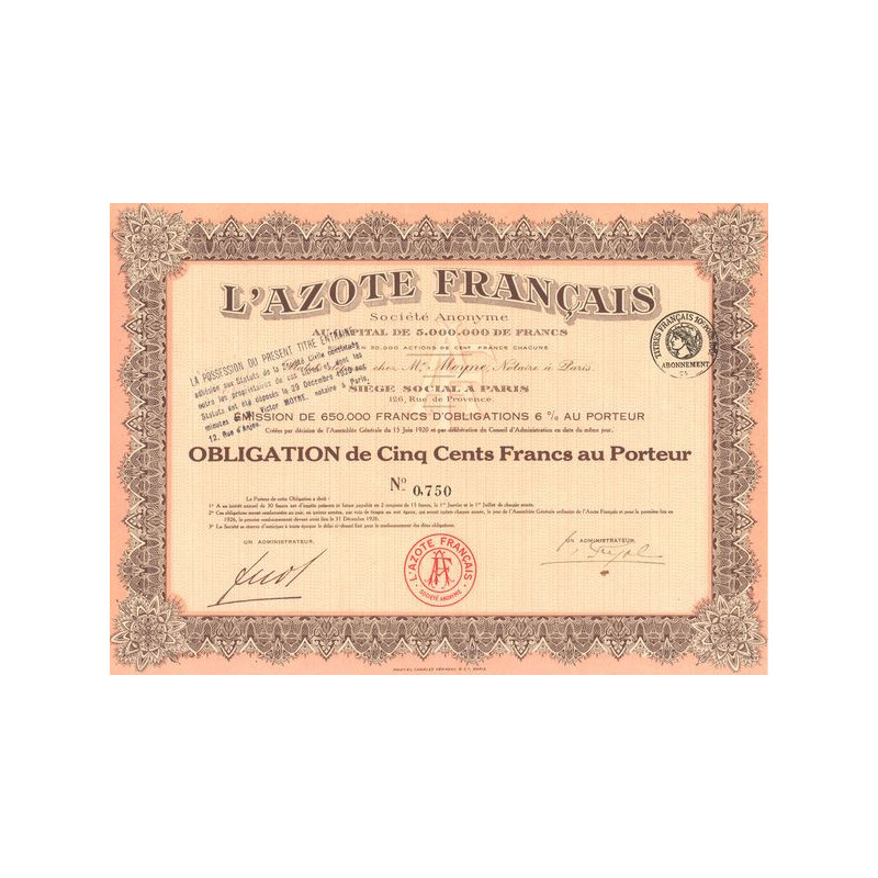 L'Azote Français (Obl 500 F 6%)