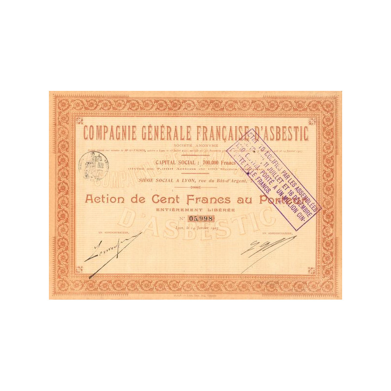 Cie Générale Française d'Asbestic (Act 100 F)