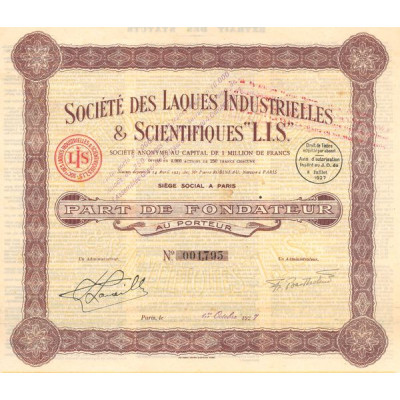 Sté des Laques Industrielles & Scientifiques "L.I.S" (PF)