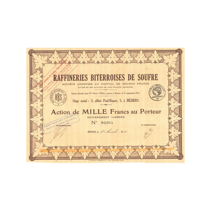 Raffineries Biterroises de Soufre (Act 1000 F)