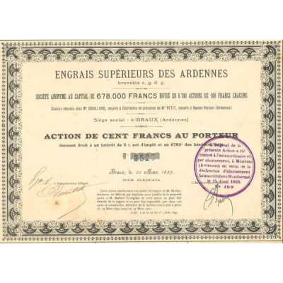 Engrais Supérieurs des Ardennes brevetés s.g.d.g. (Act 100 F)