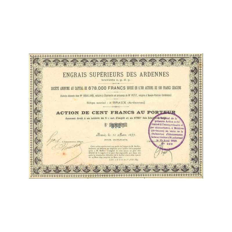 Engrais Supérieurs des Ardennes brevetés s.g.d.g. (Act 100 F)