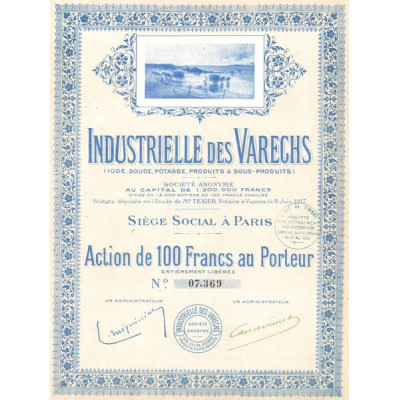 Industrielle des Varechs (Iode. Soude. Potasse. Produits & Sous-Produits) (Act 100 F)