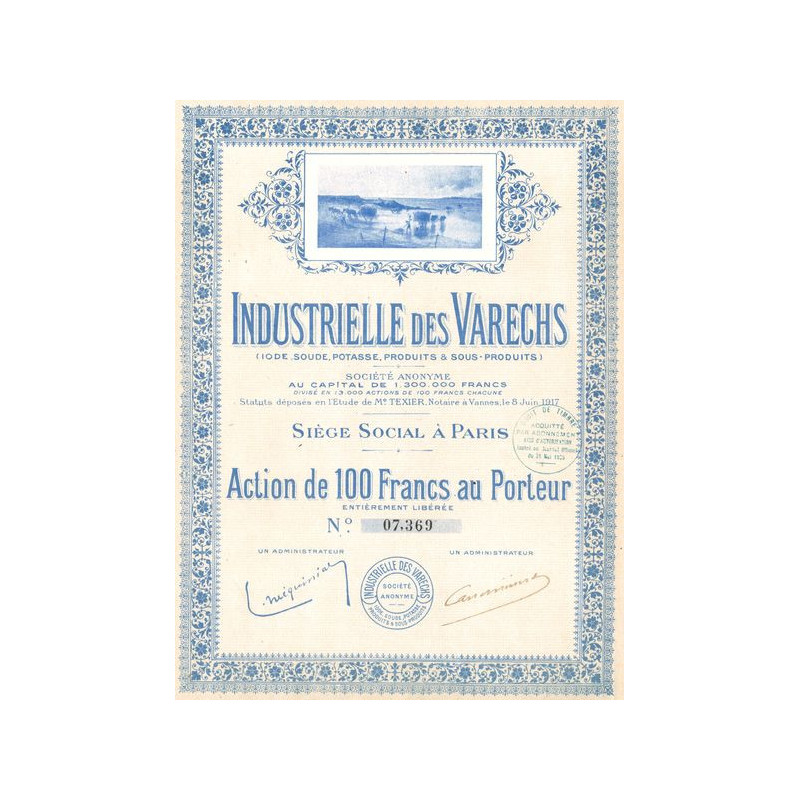 Industrielle des Varechs (Iode. Soude. Potasse. Produits & Sous-Produits) (Act 100 F)