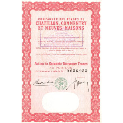 Cie des Forges de Chatillon. Commentry et Neuves-Maison (Act 60 NF)