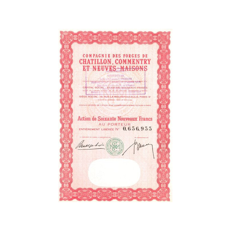 Cie des Forges de Chatillon. Commentry et Neuves-Maison (Act 60 NF)