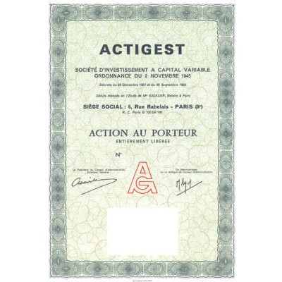 Actigest - Sté d'Investissement à Capital Variable (Act) (Blanquette)