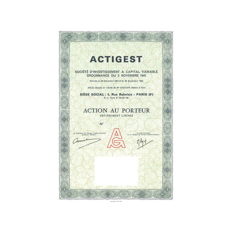 Actigest - Sté d'Investissement à Capital Variable (Act) (Blanquette)