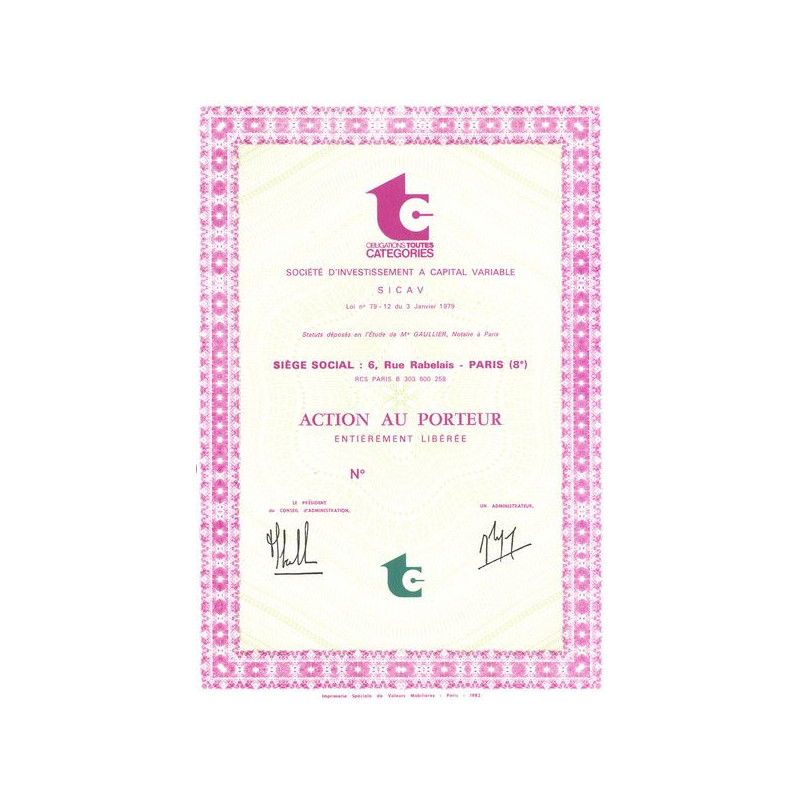 Obligations Toutes Catégories - Sté d'Investissement à Capital Variable (Act) (Blanquette)