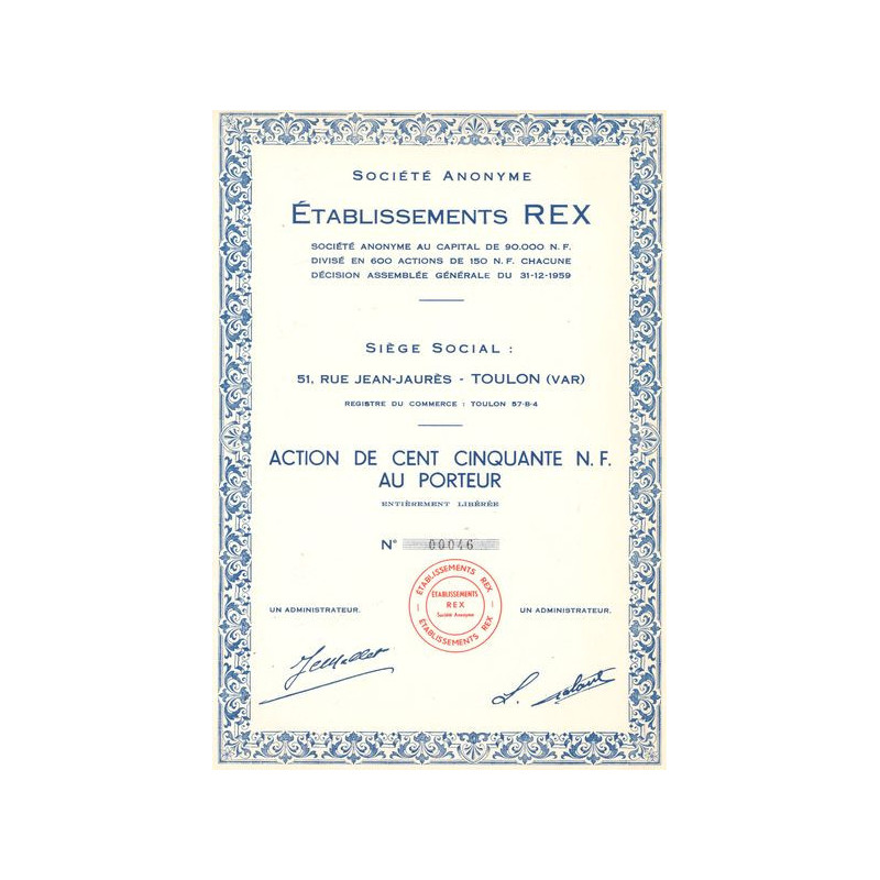 S.A. Etablissements REX (Act 150 NF)