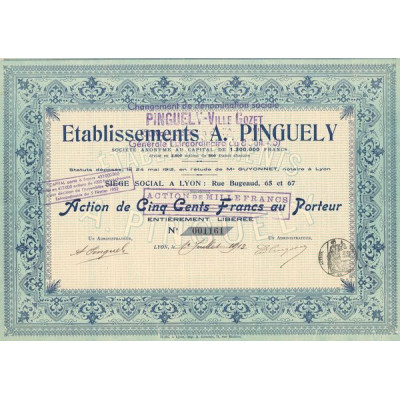 Etablissements A. Pinguely (Act 500 F devenu 1000 F)